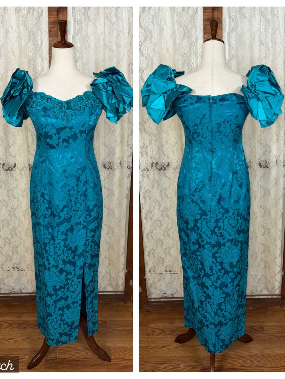 Beautiful Vintage 1980s Marnie West Brocade Prom Formal Gown
